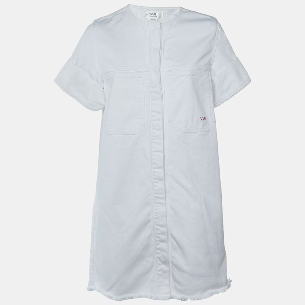 Victoria Victoria Beckham White Denim Button Front Mini Dress S
